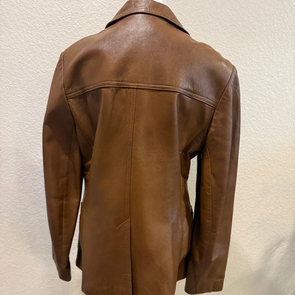 Vintage Women's Brown Leather Jacket - Picture 3 of 9